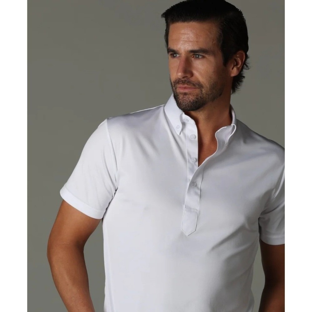 Collars and Co Oxford Button Down Collar Polo Short Sleeve Small White